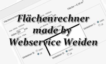 Flächenkonfigurator (Flächenrechner) mit Optionen in cm